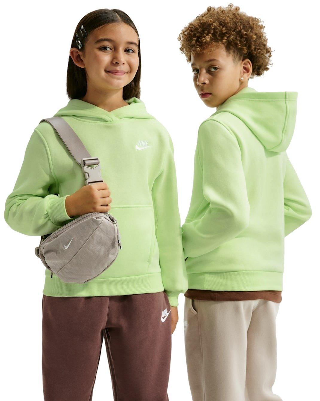 Nike Big Kids' Sportswear Club Fleece Pullover Hoodie - Lime Green - LIME GREEN